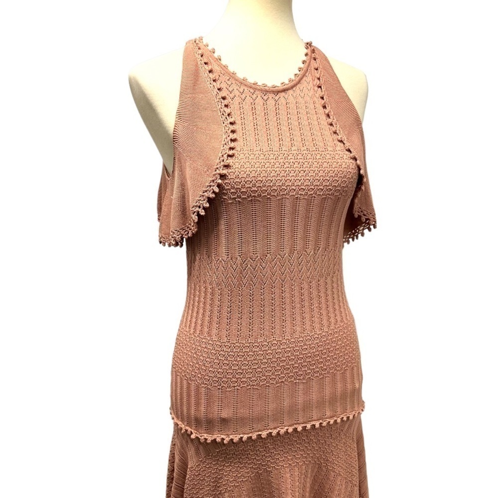 Jonathan Simkhai For Intermix Blush Crochet Handkerchief Hem Blush Dress - Picture 11 of 16
